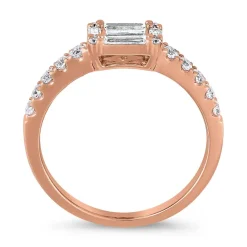 Diamantring mit Baguetteschliff aus Roségold BDR0085-RSL