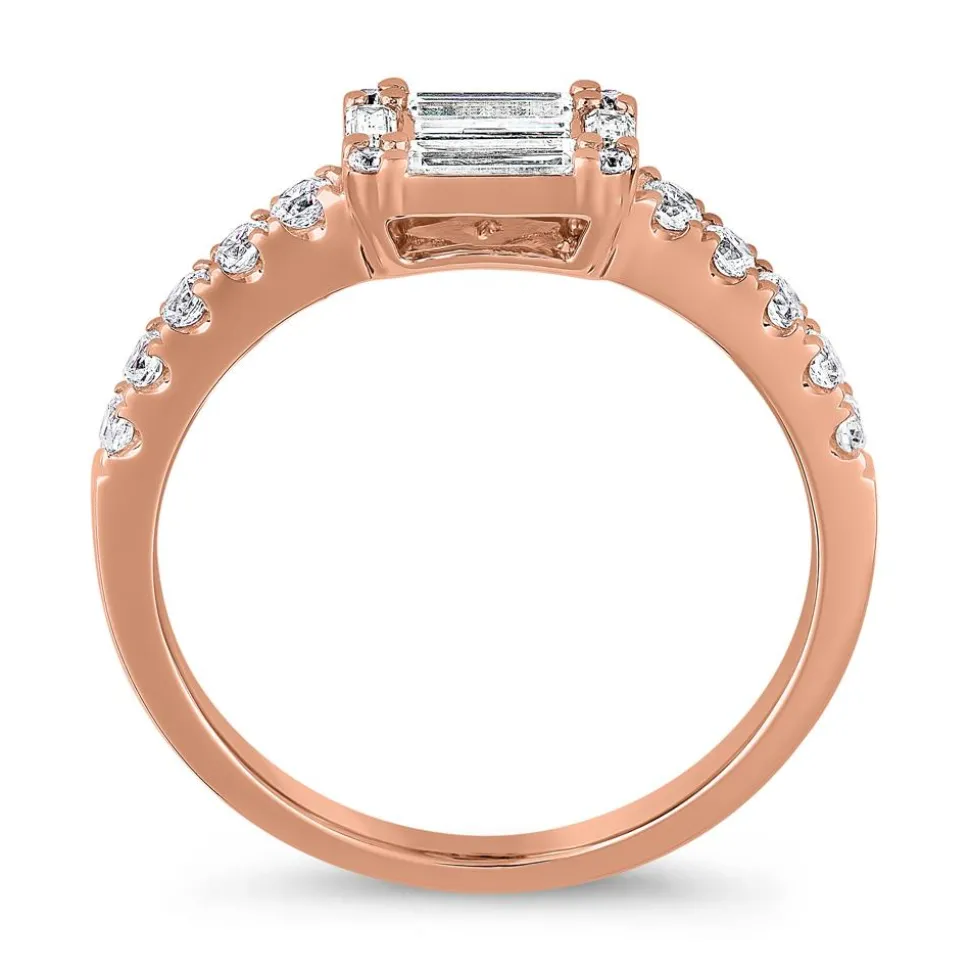 Diamantring mit Baguetteschliff aus Roségold BDR0085-RSL
