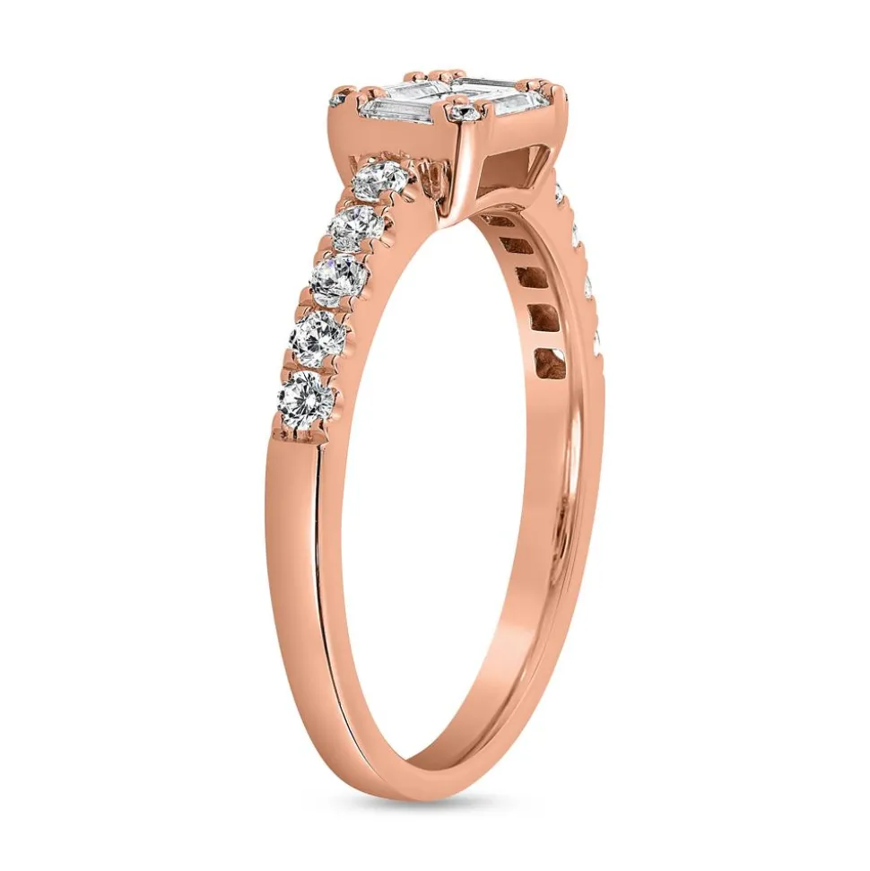 Diamantring mit Baguetteschliff aus Roségold BDR0085-RSL