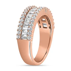 Diamantring mit Baguetteschliff, Roségold, gravierbar BDR0069-RSL