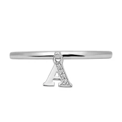 Diamantring mit Buchstabenanhänger, Weißgold, Platin BDR0126-WSL