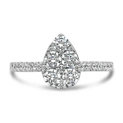 Diamantring Tropfen aus Weißgold oder Platin BDR0056-WSL