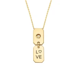 Dog Tag Gravurkette aus 925er Silber, Zirkonia, IP Gold MKC1619AN710