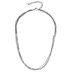 Dreireihige Halskette für Damen aus Edelstahl N5150-SL