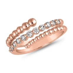 Dreireihiger Diamantring aus Roségold für Damen BDR0111-RSL
