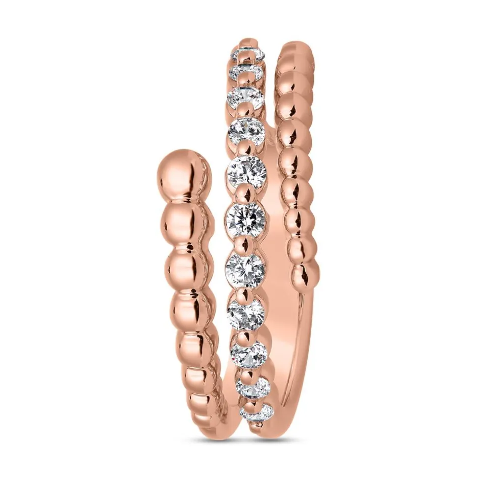 Dreireihiger Diamantring aus Roségold für Damen BDR0111-RSL