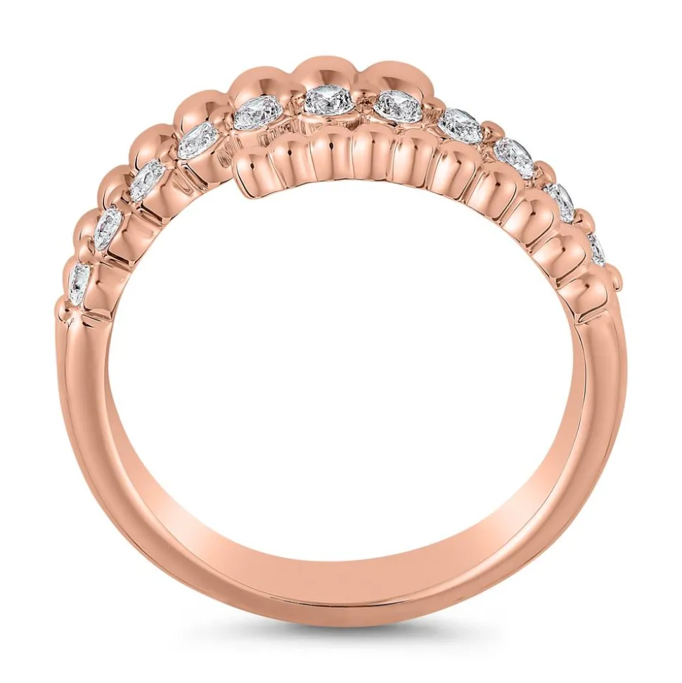 Dreireihiger Diamantring aus Roségold für Damen BDR0111-RSL