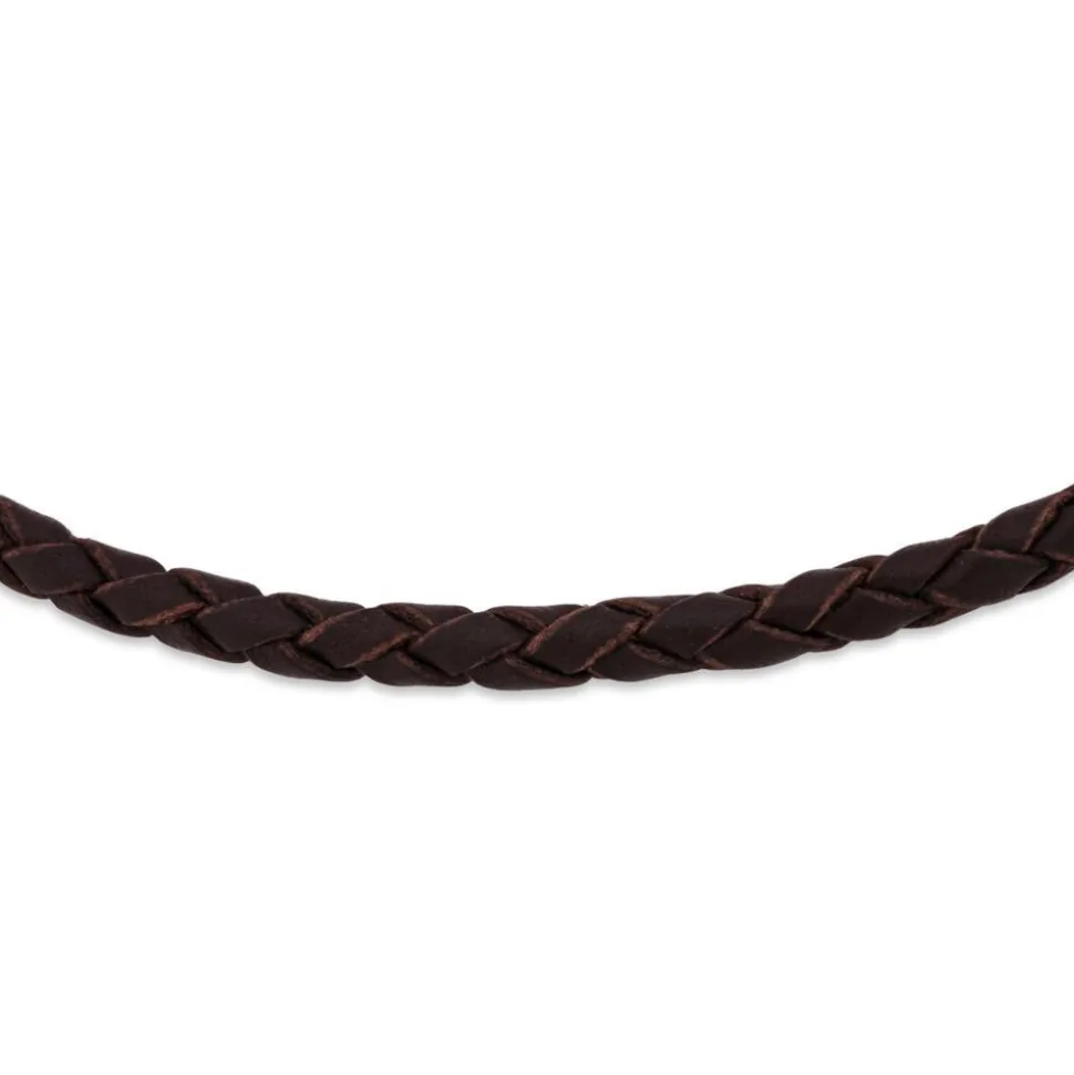 Echte Lederkette braun geflochten LN0001