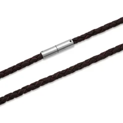 Echte Lederkette braun geflochten LN0001