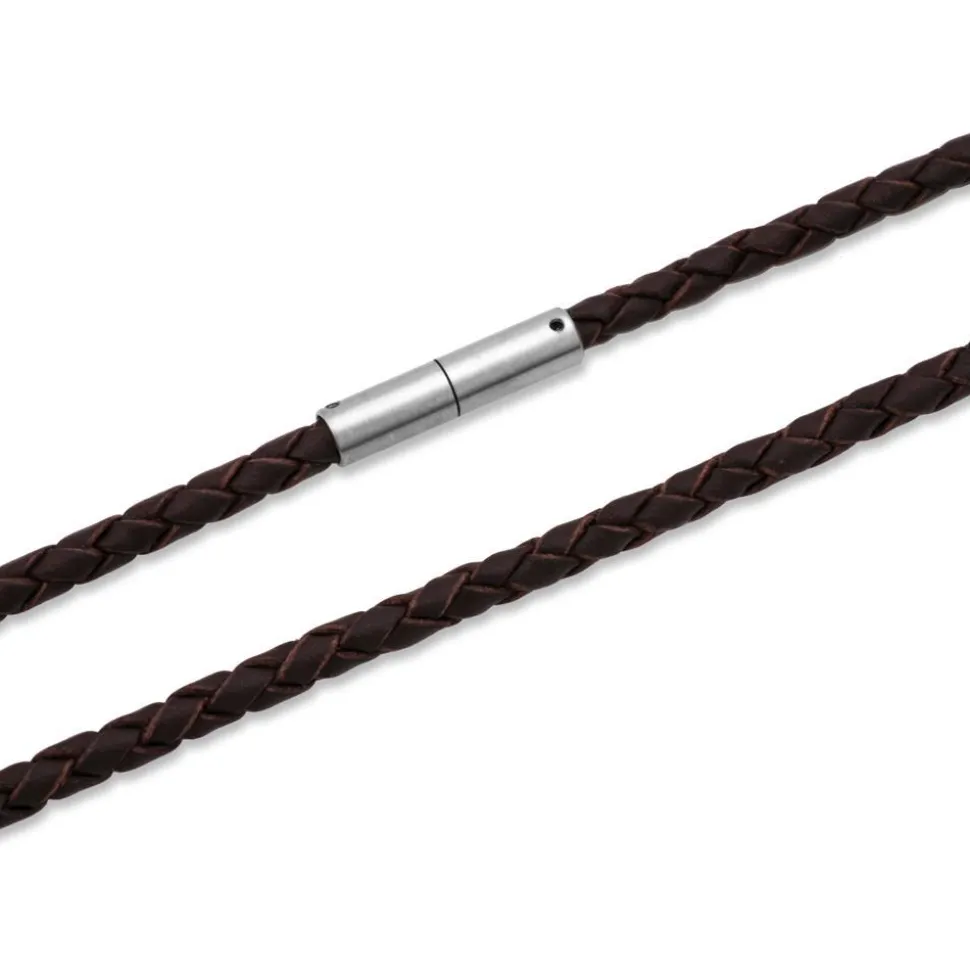Echte Lederkette braun geflochten LN0001