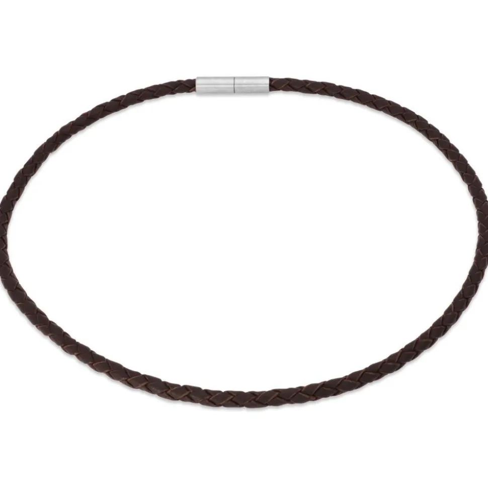 Echte Lederkette braun geflochten LN0001