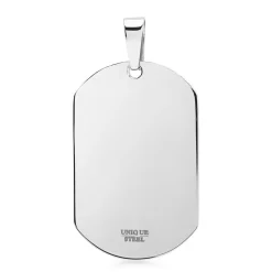 Edelstahl Dog Tag poliert mit weißen Steinen P5156SL