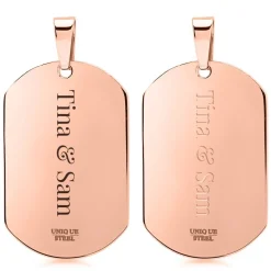 Edelstahl Dog-Tag-Anhänger rosé Zirkoniasteinen P5158SL