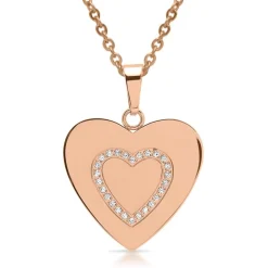 Edelstahl Herzanhänger rosé 26 Zirkoniasteinen P5152SL