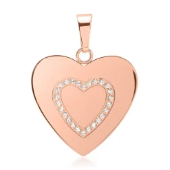 Edelstahl Herzanhänger rosé 26 Zirkoniasteinen P5152SL