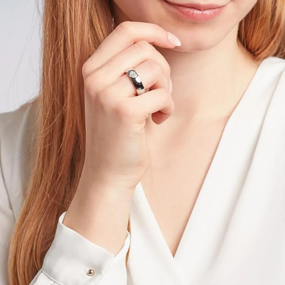 Edelstahl Ring Herz mit Zirkonia gravierbar R9246czSL