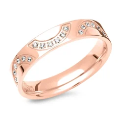 Edelstahl Ring rosé vergoldet mit Steinbesatz R9220czSL