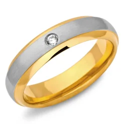 Edelstahl Ring vergoldet 5mm Zirkonia R9083czSL