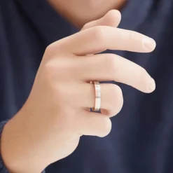 Edelstahl-Eheringe m. Zirkonia zweifarbig R9240s