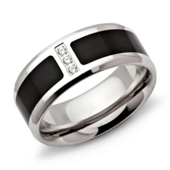 Edelstahlring Ionic Black Plating Zirkonia R9089czSL
