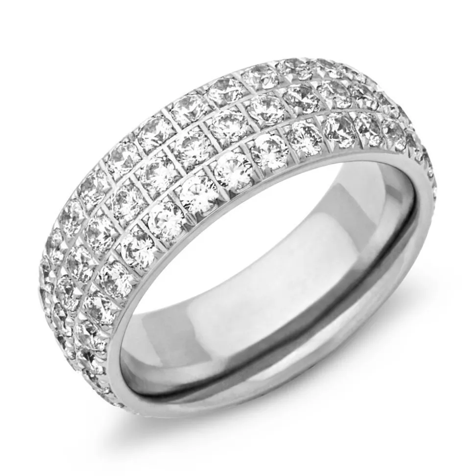 Edelstahlring komplett mit Zirkonia besetzt R9085czSL