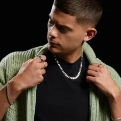 Edelstahlring 5mm breit mit Silbereinlage R9202SL