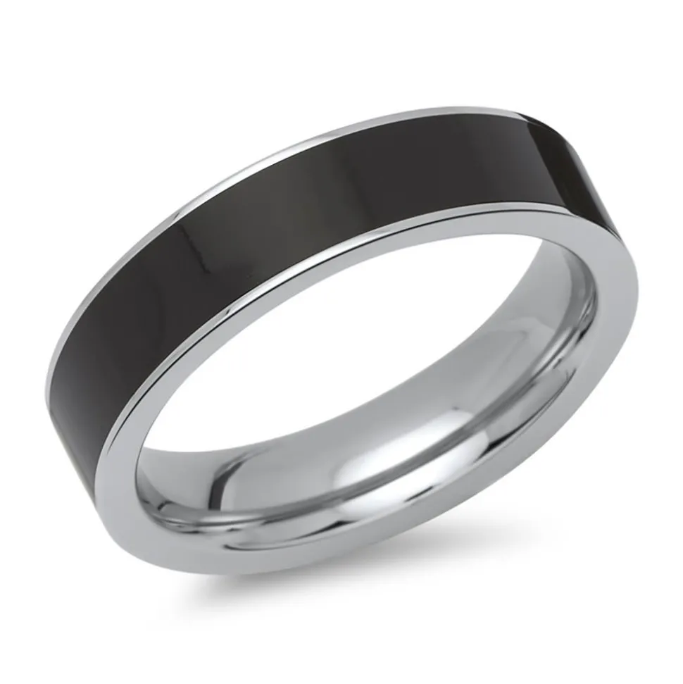 Edelstahlring 5mm breit schwarze Emaille R5085SL