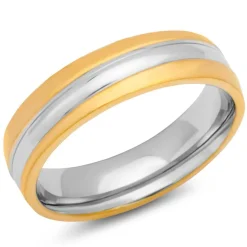 Edelstahlring teilvergoldet 6mm R9186SL