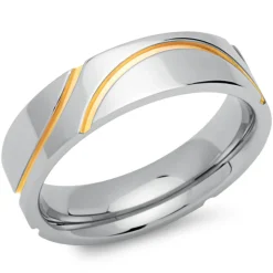 Edelstahlring teilvergoldet 6mm R9193SL