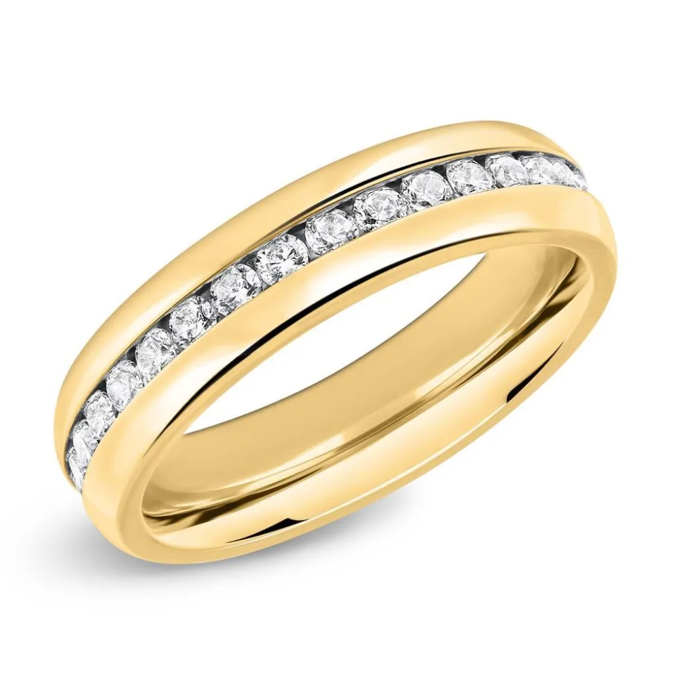 Edelstahlring vergoldet 5mm mit Zirkonia R9077czSL