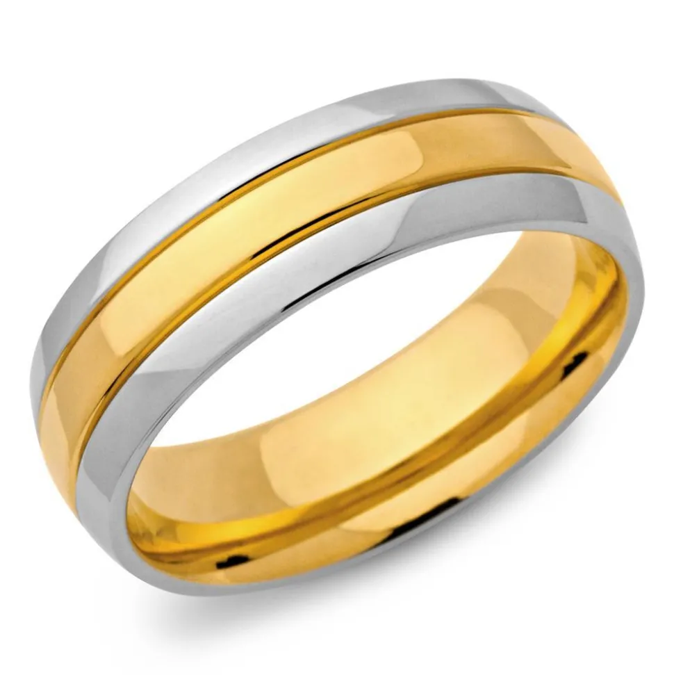 Edelstahlring vergoldet 7mm Breite R9081SL