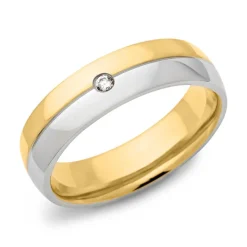 Edelstahlring vergoldet 6mm mit Zirkonia R9078czSL