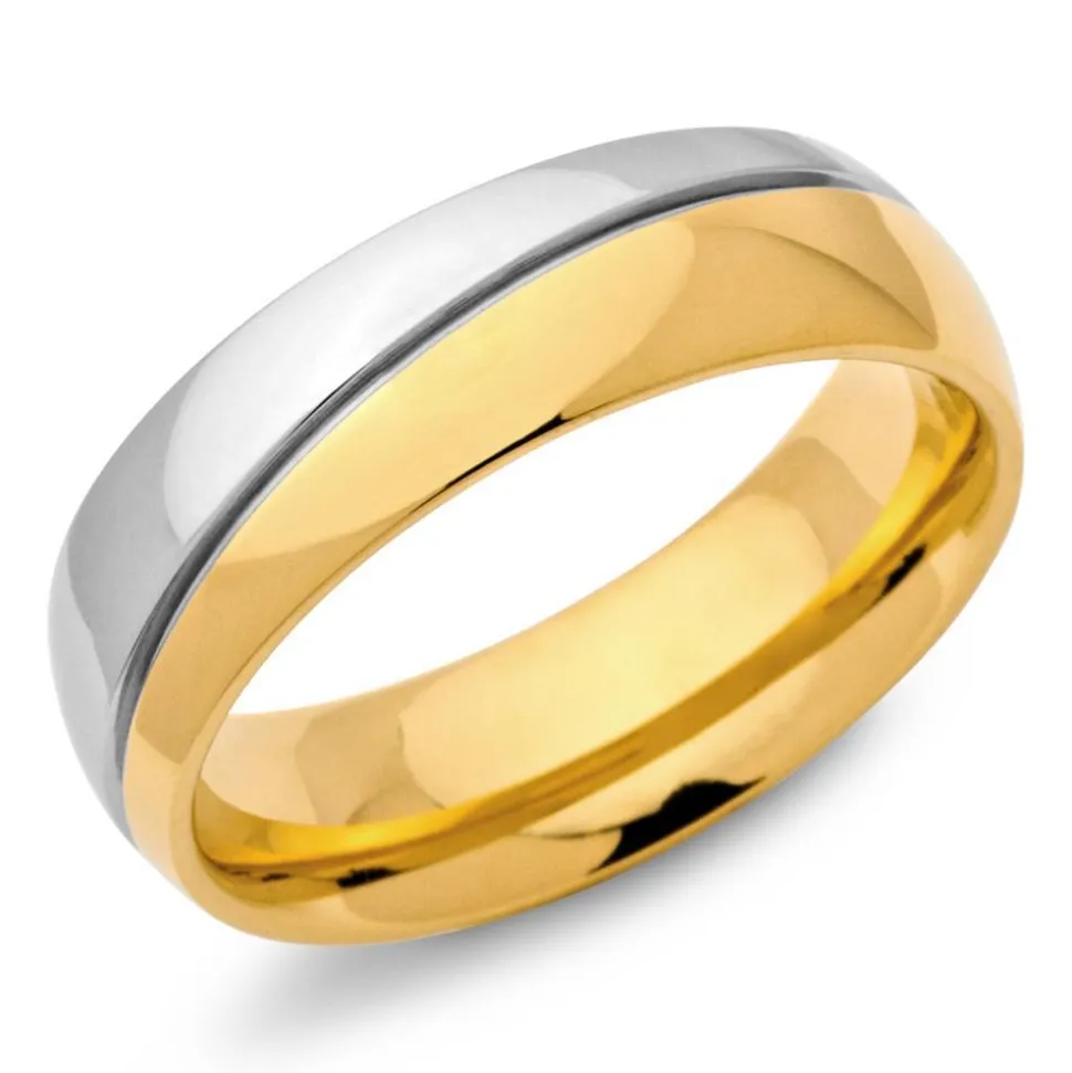 Edelstahlring vergoldet 6mm Breite R9079SL