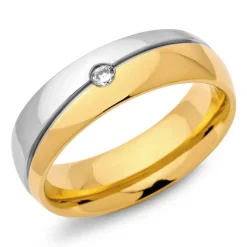 Edelstahlring vergoldet 6mm mit Zirkonia R9079czSL