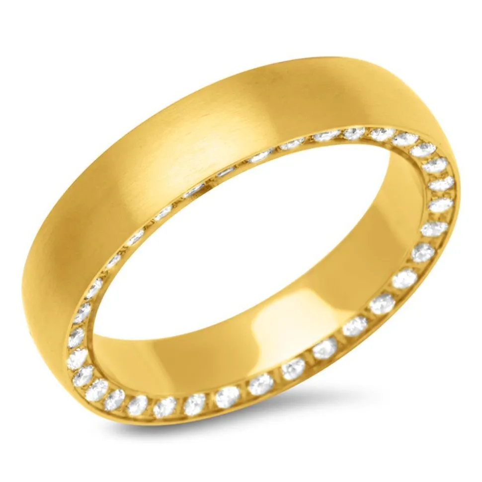 Edelstahlring Zirkonia gold 4,9 mm breit R9238czSL