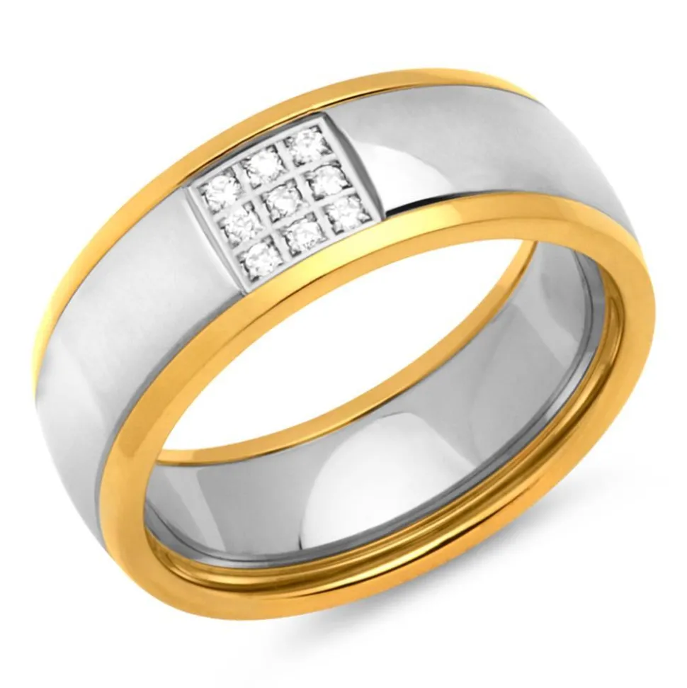 Edelstahlring Zirkonia poliert 7mm breit R9184czSL