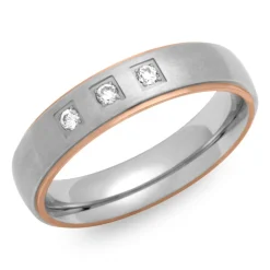 Edelstahlring Zirkonia vergoldet 5,5mm breit R9180czSL