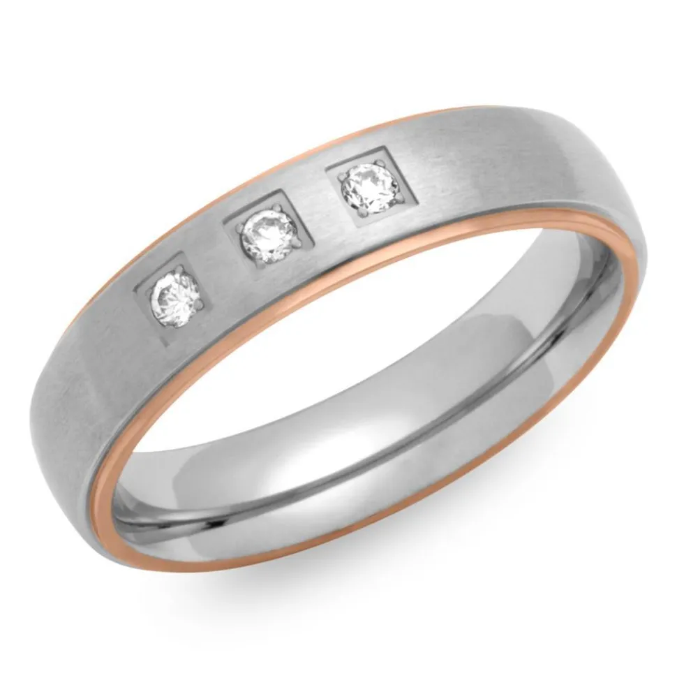 Edelstahlring Zirkonia vergoldet 5,5mm breit R9180czSL