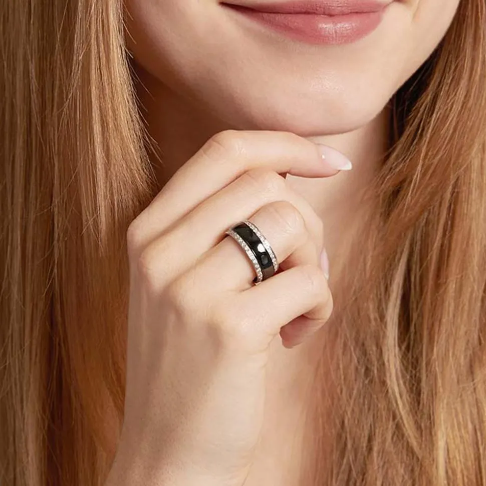 Edelstahlring Zirkonia zweifarbig 8 mm breit R9242czSL