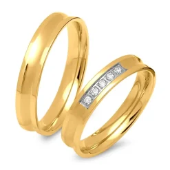 Eheringe Edelstahl gelbvergoldet 4mm breit R9203s