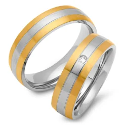 Eheringe Edelstahl 6mm mit Zirkonia R9187s