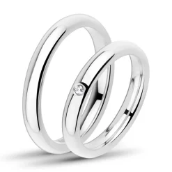 Eheringe Edelstahl poliert 3mm breit Steinbesatz R9206s