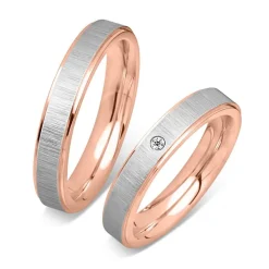 Eheringe Edelstahl teilpoliert rosé Zirkonia R9215s
