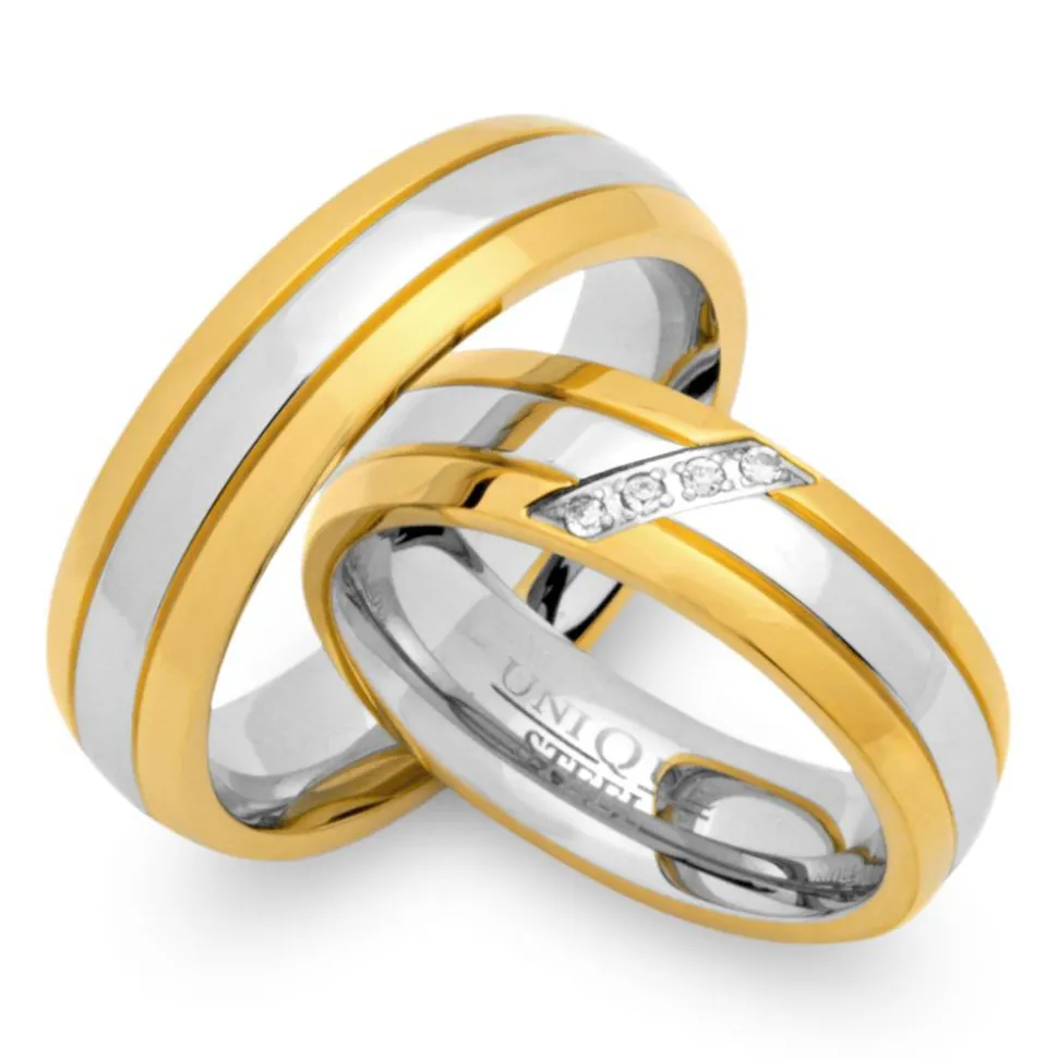 Eheringe Edelstahl Trauringe vergoldet R9176s