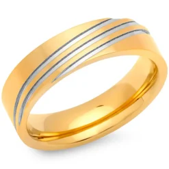 Eheringe Edelstahl vergoldet 6mm Zirkonia R9195s