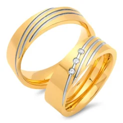 Eheringe Edelstahl vergoldet 6mm Zirkonia R9195s