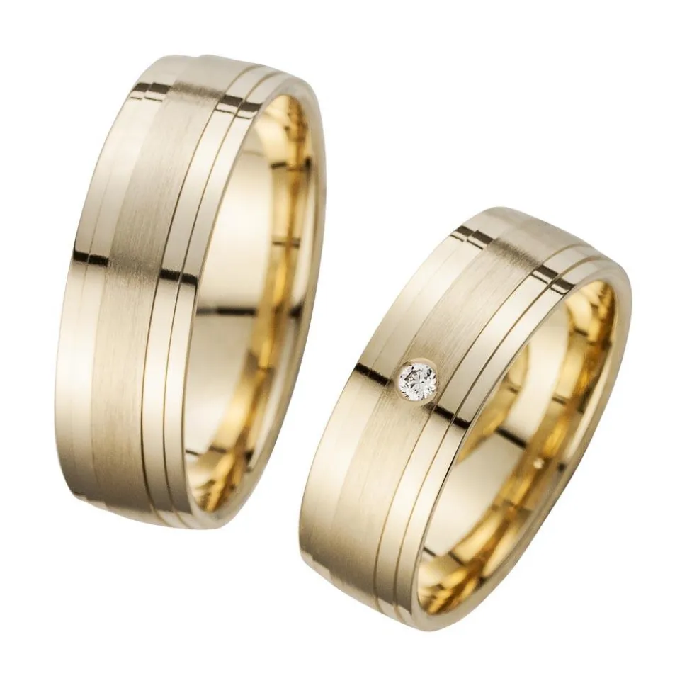 Eheringe Gelbgold mit Diamant Breite 6,5 mm WR0837