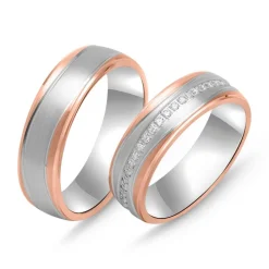Eheringe Partnerringe 925er Silber Bicolor R8582s