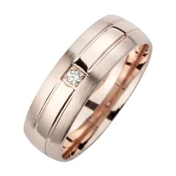 Eheringe Rotgold mit Diamant Breite 6 mm WR0871