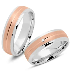 Eheringe Sterlingsilber bicolor R8586s